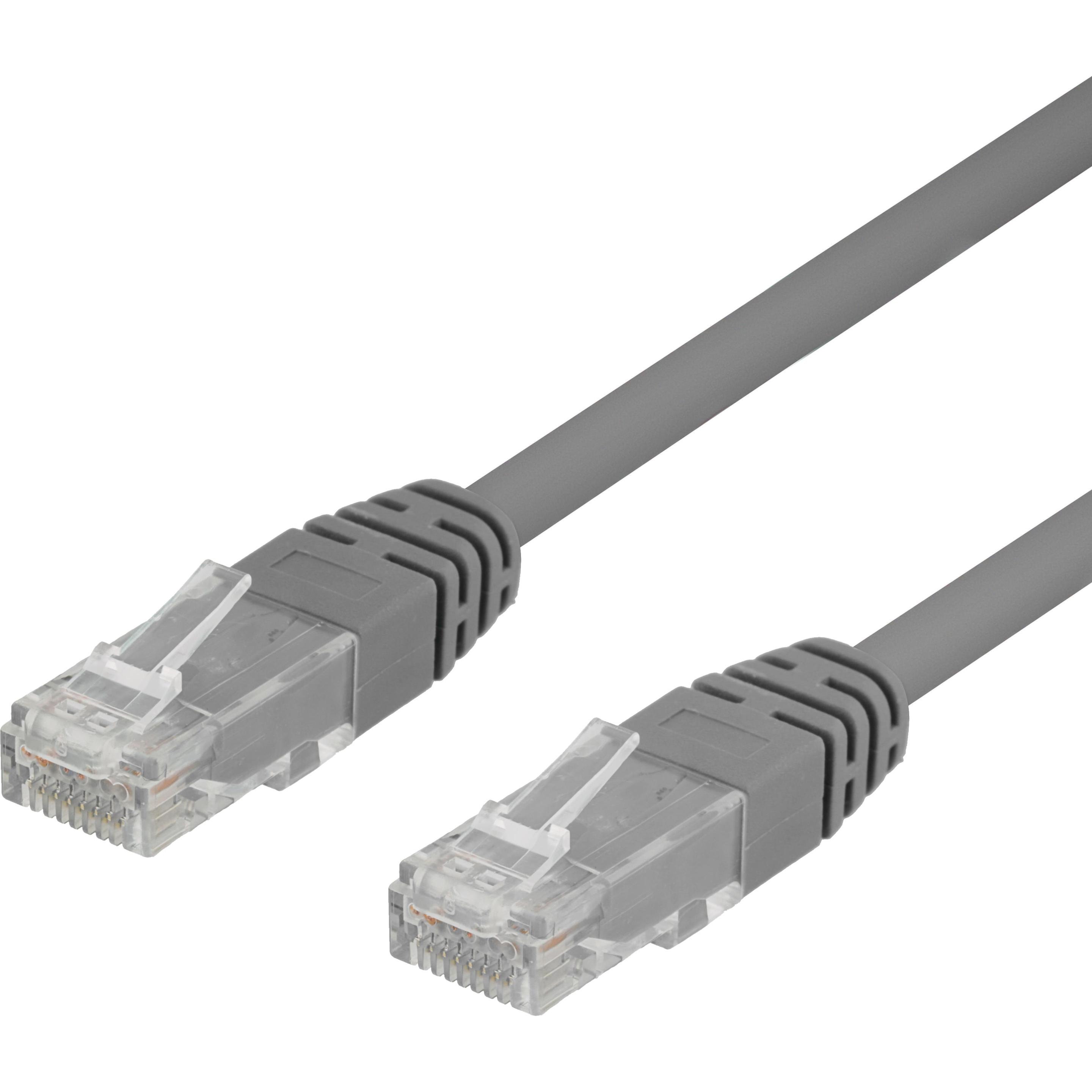 Deltaco patchkabel - 1 m - gra (U/UTP, CAT6, 1 m), Netzwerkkabel