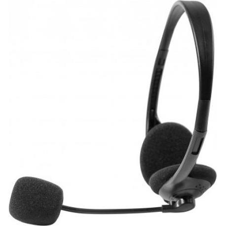 Exertis Connect Stereo Headset mit Mikrofon, schwarz, 2 x Klinkenstecker 3.5mm (2,4m Kabel) (Kabelgebunden), Office Head...