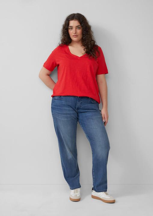 Produktbild S.Oliver T-Shirt T-Shirt aus Flammgarn mit V-Ausschnitt (46)