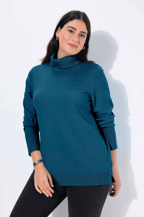 Produktbild Ulla Popken Rollkragenpullover, breite Rippbündchen, Langarm (50, 52)
