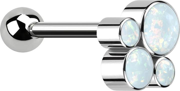 Produktbild Star Piercing Micro Barbell Innengewinde silber mit Kugel und vier Opale weiss (ohne Messing, Titan)