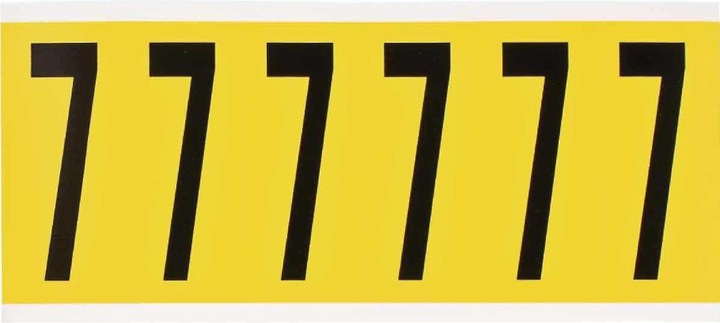 Actual product image Brady 3450-7, B-499, nylon fabric, number 7, black on yellow, 38 x 89mm, character height 75mm(25 K. á 6