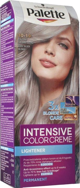 Schwarzkopf PALETTE Intensive Color Creme Lightener cream hair dye 10-19 Cool Silver Blonde (10-19 Cool Silvery Fawn)
