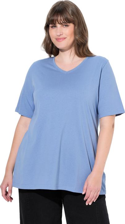 Image du produit Ulla Popken T-shirts en coton bio. Col en V et manches courtes. Lot de 2 (60)