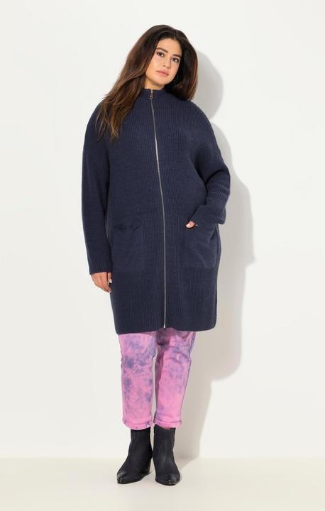 Produktbild Ulla Popken Long-Strickjacke, Oversized, Stehkragen, Rippstrick (46, 48)