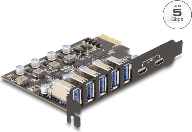 Delock USB 5 Gbps PCI Express x1 card to 5 x external Type-A +