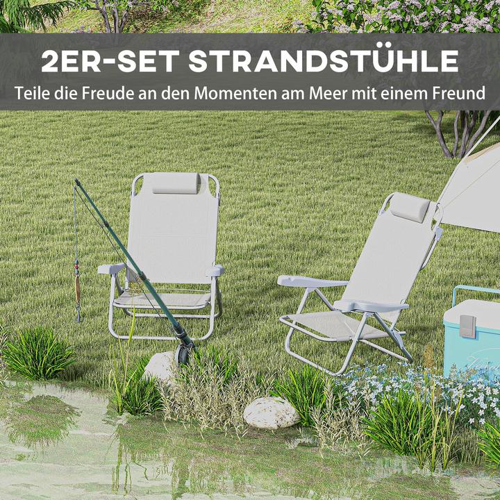 Image du produit Outsunny Strandstuhl Aluminium, Mesh-Gewebe Hellgrau