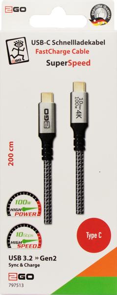 Image du produit 2GO USB C — USB C (2 m, 100 W)
