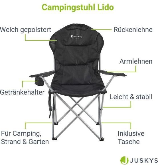 Produktbild Juskys Campingstuhl Lido mit Getränkehalter & Tasche
