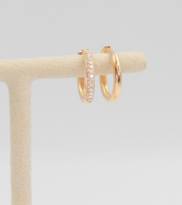 Image du produit Muau Créoles en or rose 750/18K, diamant 0.25ct. (Or rose 750/18K)