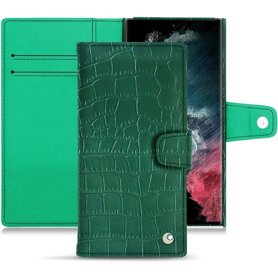 Noreve Lederschutzhülle Wallet (Samsung Galaxy S22 Ultra), Smartphone Hülle, Grün