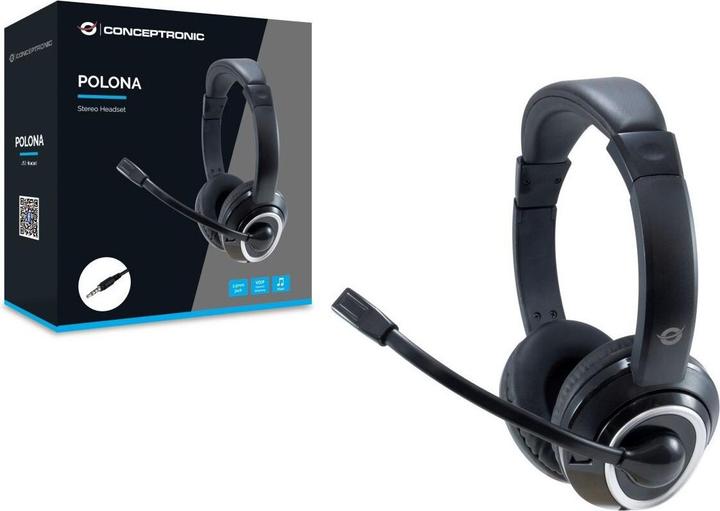 Produktbild Conceptronic POLONA02B Kopfhörer & Headset Kopfband Schwarz (Kabelgebunden)