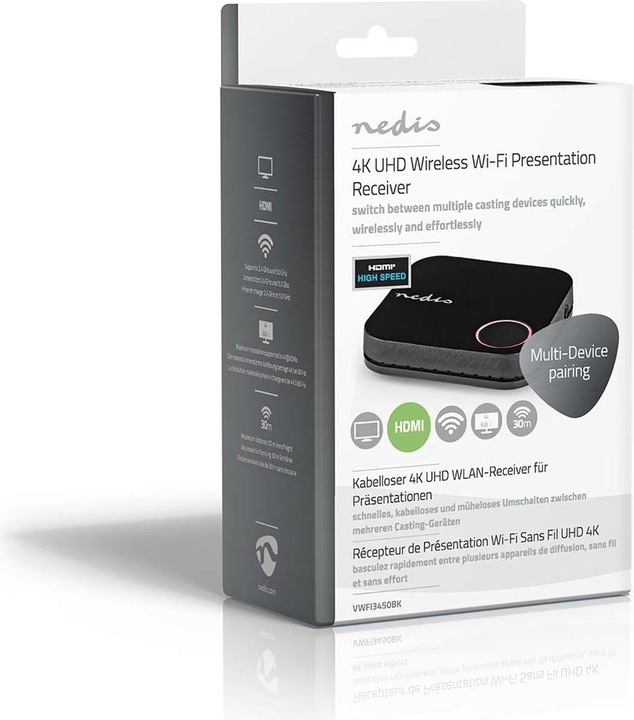 Image du produit Nedis Récepteur HDMI™ sans fil | WLAN | 2400 MHz | 30.0 m (ligne de vue) | 4K@60Hz | 0.04 Gbps | PVC