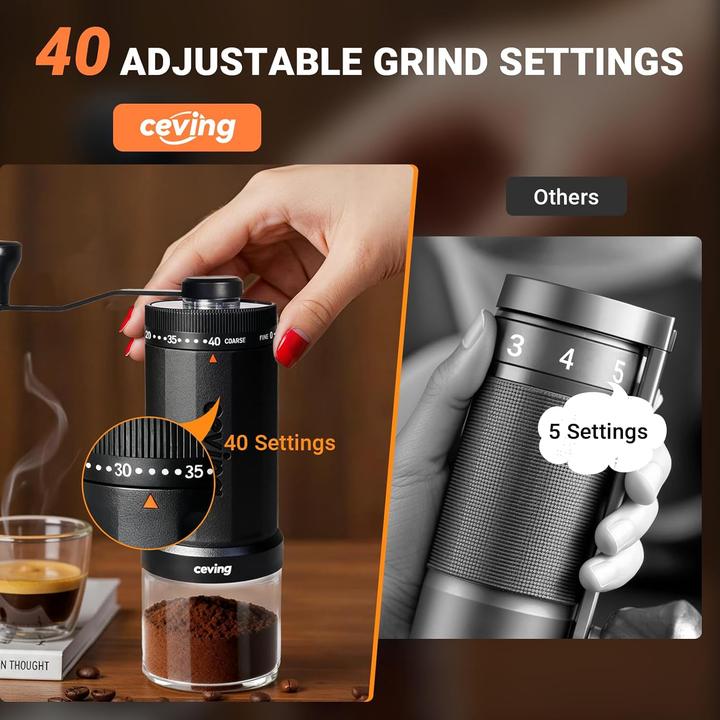 Produktbild ‎Ceving Manuelle Kaffeemühle mit 40 Mahlstufen, Modell Mega
