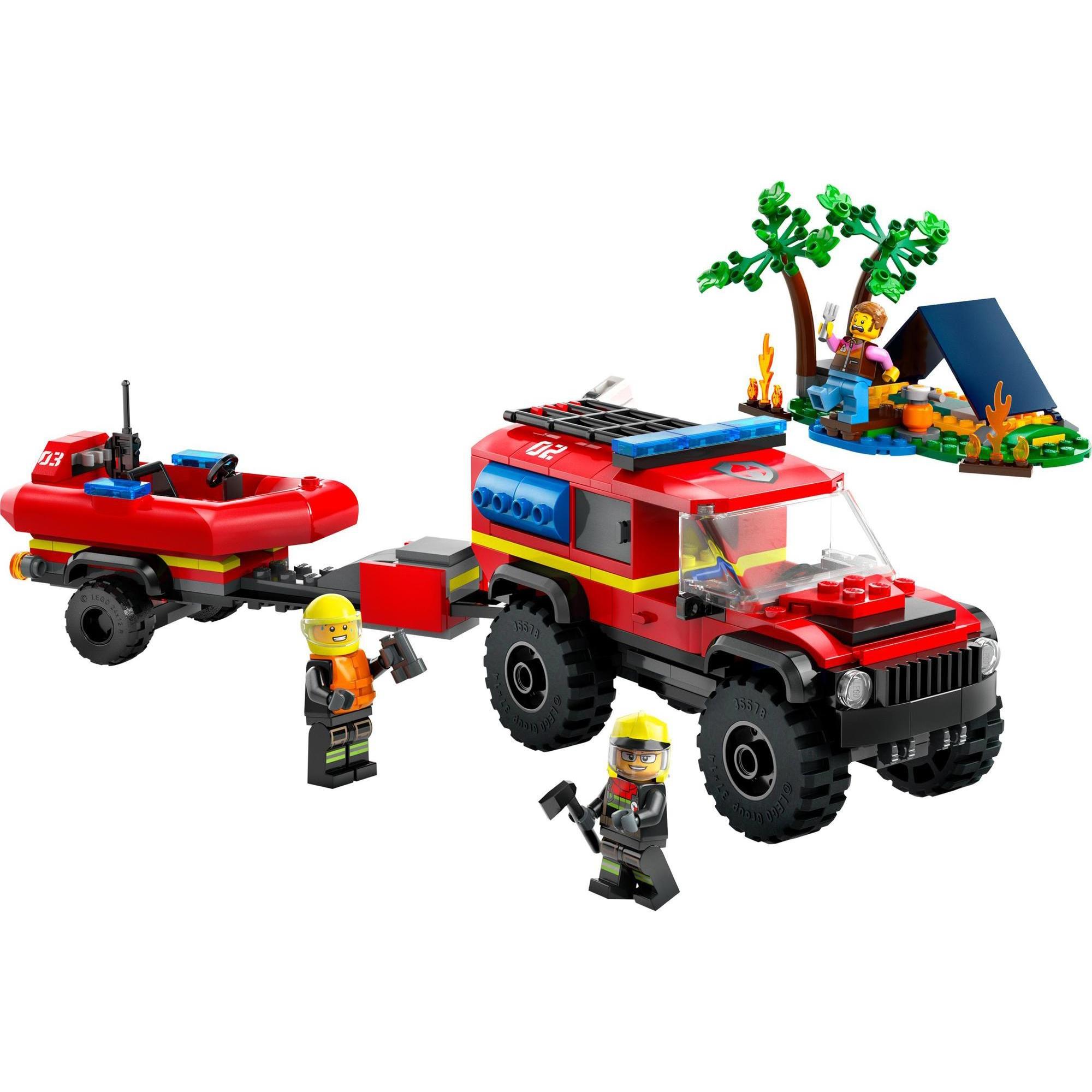 Thumbnail - LEGO Feuerwehrgeländewagen mit Rettungsboot (60412, LEGO City)