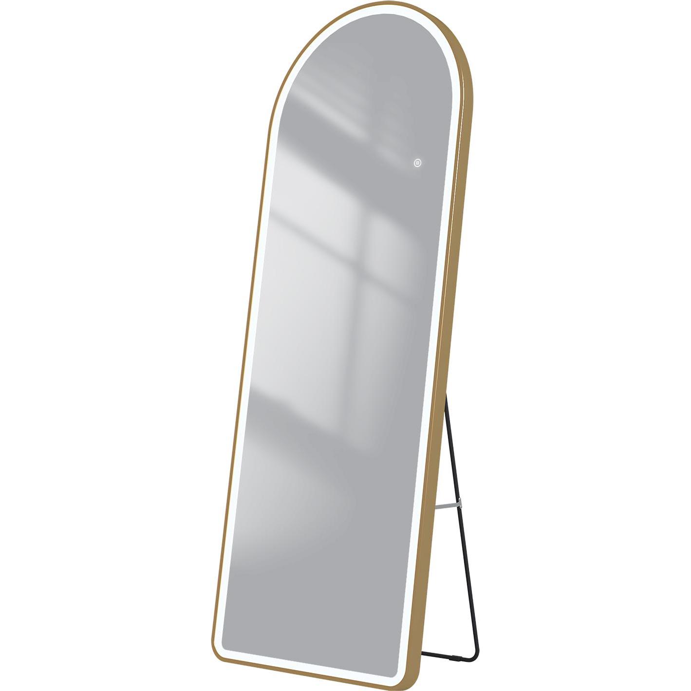 Emke, Spiegel, Bogen Standspiegel mit Beleuchtung, 3 Farbtemperatur, Rahmen aus Aluminium, 60*160cm, Gold