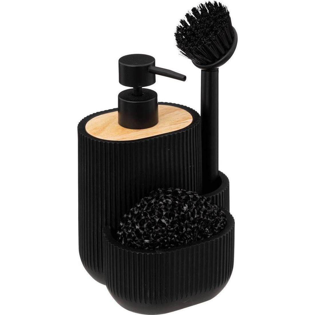 5Five, Dosatore di sapone + portasapone, Dozownik na płyn do naczyń i gąbki BLACKWOOD
