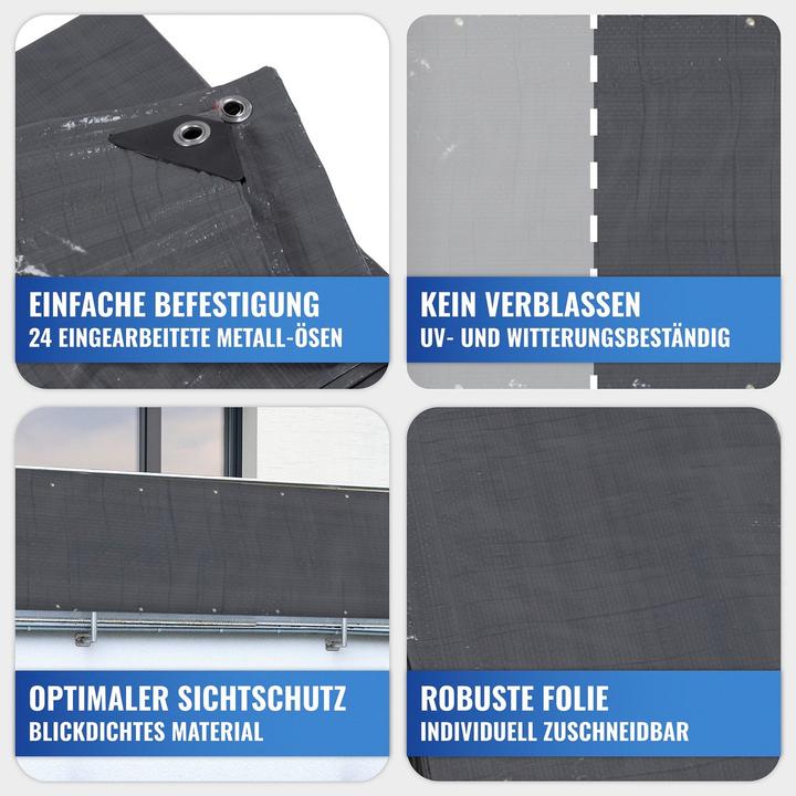 Image du produit Wenko Brise-vue de balcon anthracite Uni (500 cm)