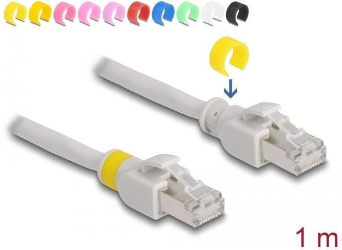 Produktbild Delock Netzwerkkabel RJ45 Cat.6A S/FTP mit farbigen Clips 1 m (S/FTP, CAT6a, 1 m)