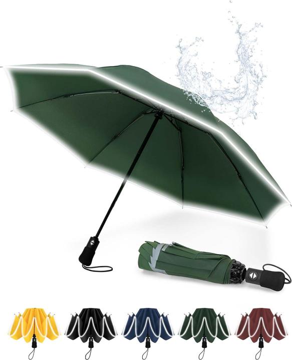 Alopini Regenschirm Grosser sturmfester reflektierender Taschenschirm