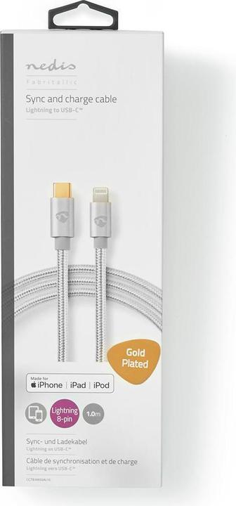 Produktbild Nedis USB cables USB 2.0 | Apple Lightning 8 pin | USB-C tis connector | 480Mbps | Gilded 2.00m | round Pi (2 m, USB 2.0)