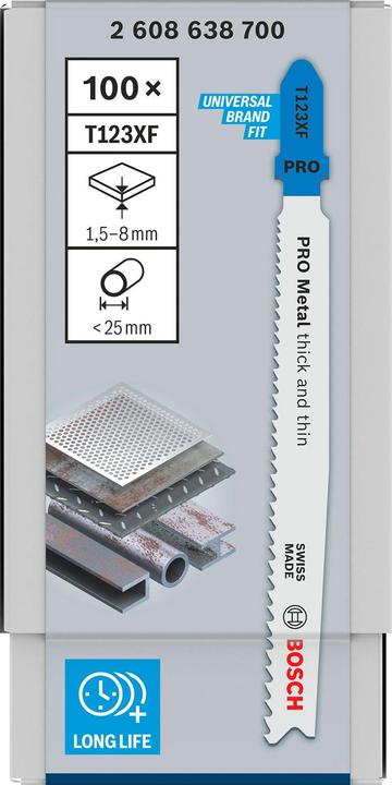 Produktbild Bosch Professional Zubehör PRO Metal thick and thin T123XF Stichsägeblatt, 100 mm, 100-tlg.