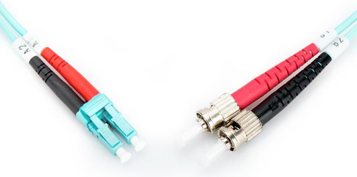 Produktbild Digitus LWL Patchkabel LC/ST 50/125um 5m Multimode Duplex Halogenfrei mit Messprotokoll türkis OM3 (5 m)