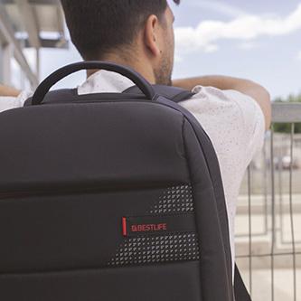 Actual product image Bestlife Backpack 15,6" with USB and Type-C black/red W x H x D mm: 330 x 190 x 490 for: 15,6"