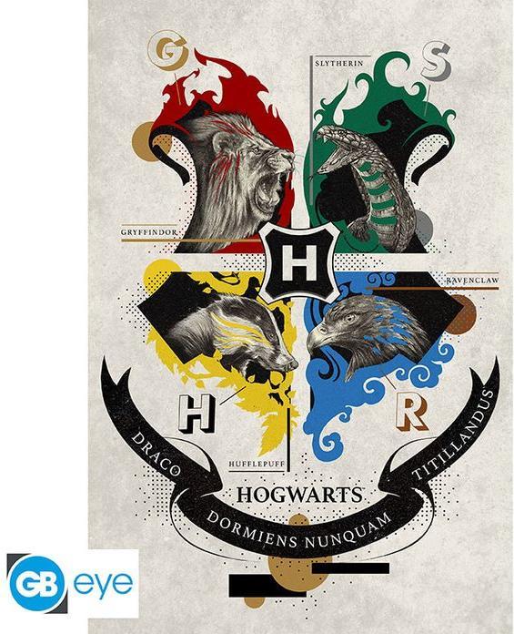 GB Eye Harry Potter - Houses Emblems (91.50 x 61 cm)