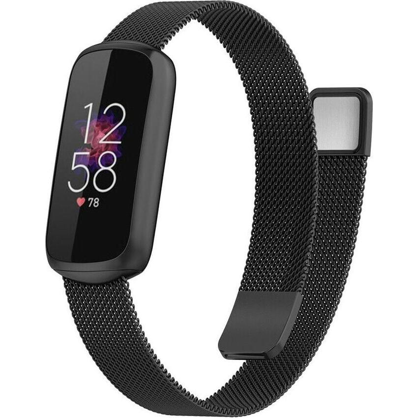 Strap-it Armband (Geflochtener Stahl, Fitbit Luxe), Uhrenarmband, Schwarz