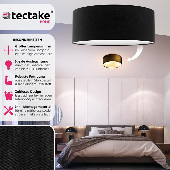 Produktbild tectake Deckenleuchte Circum, Textilschirm im Leinenlook (E27)