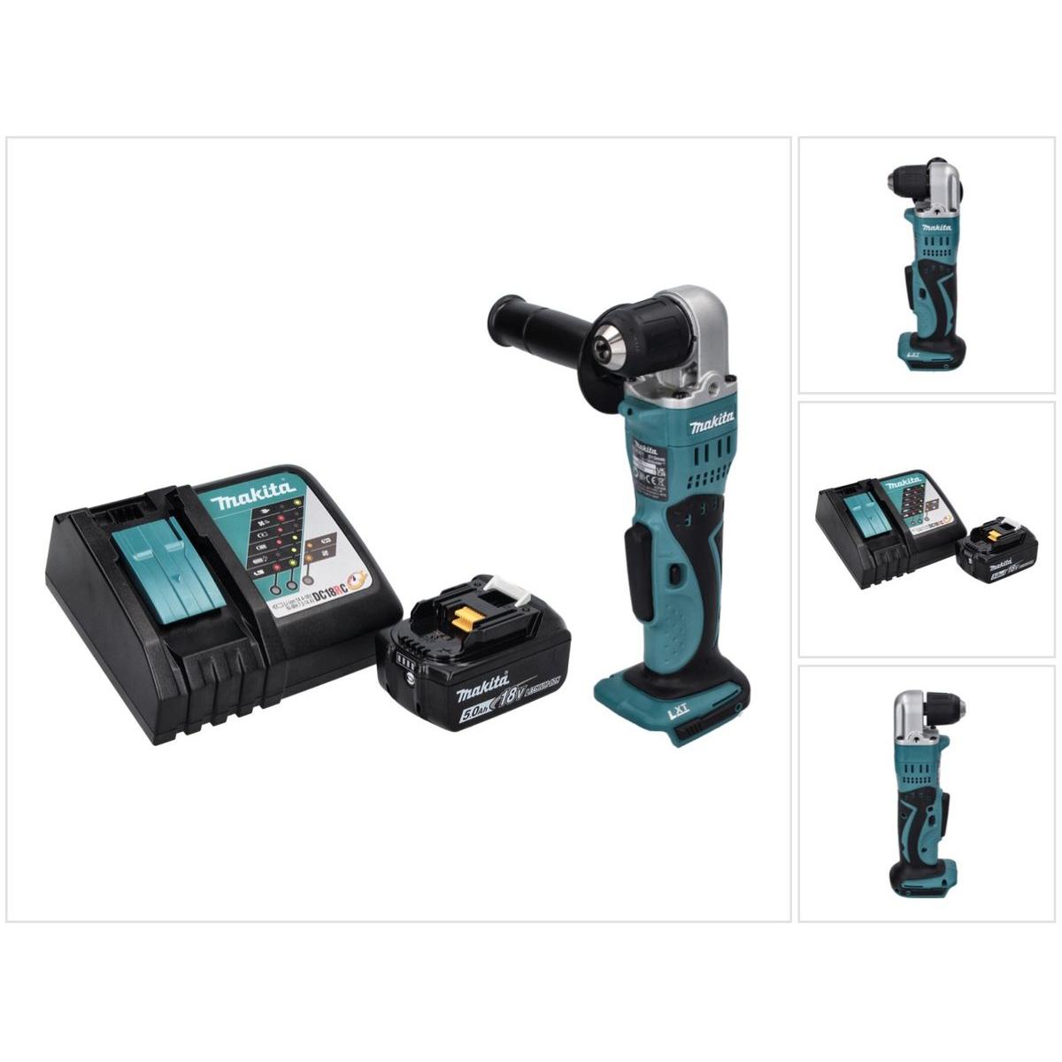 Makita, Bohrmaschine + Akkuschrauber, DDA 351 RT1 Akku Winkelbohrmaschine 18 V 13,5 Nm + 1x Akku 5,0 Ah + Ladegerät (Akk...