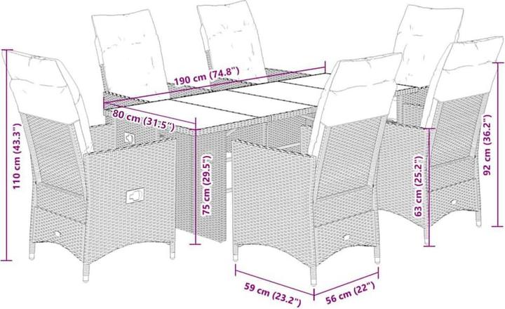 Produktbild vidaXL Garten Essgruppe (190 x 80 x 75 cm)