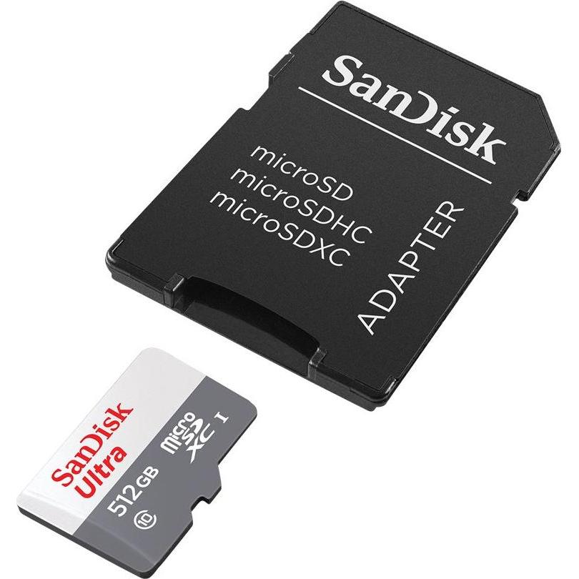 Thumbnail - SanDisk Ultra Lite microSDXC Ad. 512GB 100MB/s (512 GB, microSDXC, U1, UHS-I), Speicherkarte, Grau, Rot