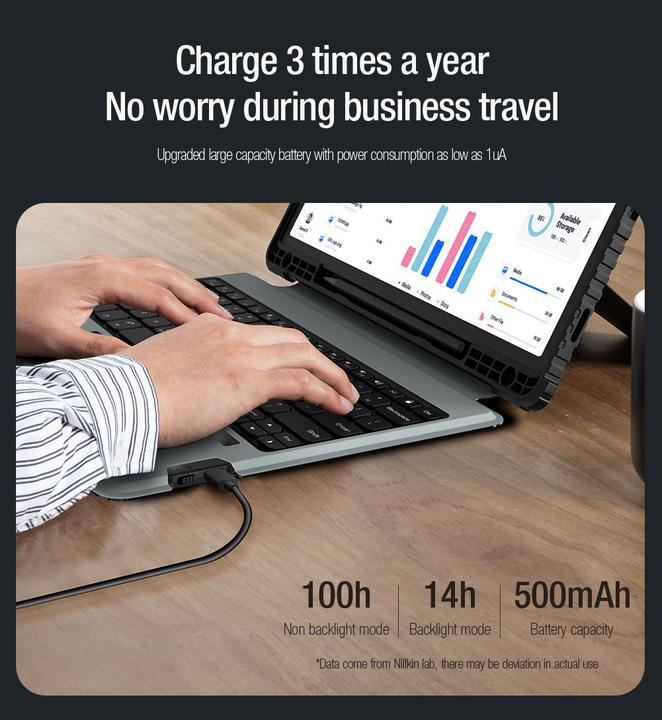 Immagine prodotto NoName Nillkin Custodia con tastiera combinata (versione retroilluminata) per Samsung Tab S9+ Nero (Galaxy Tab S9+)