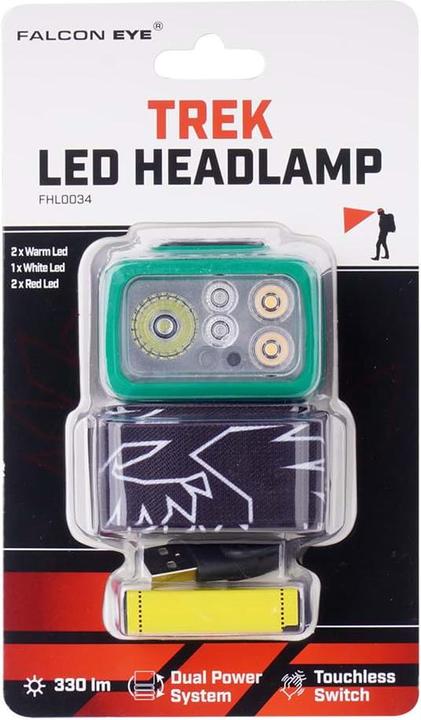 Immagine prodotto Mactronic Headlamp Flashlight Trek 330 lm USB-C Rechargeable Dual Power System Green (330 lm)