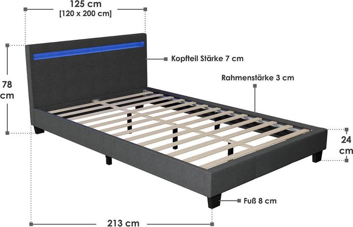 Actual product image Juskys Verona upholstered bed (120 x 200 cm)