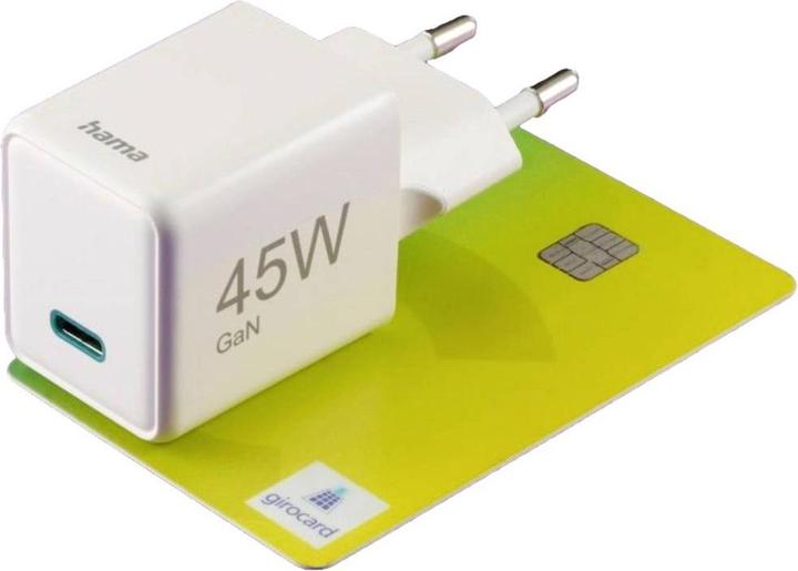 Image du produit Hama Chargeur rapide, USB-C, PD/QC/GaN, super-mini-chargeur, 45 W, blanc (45 W, 1 portion)