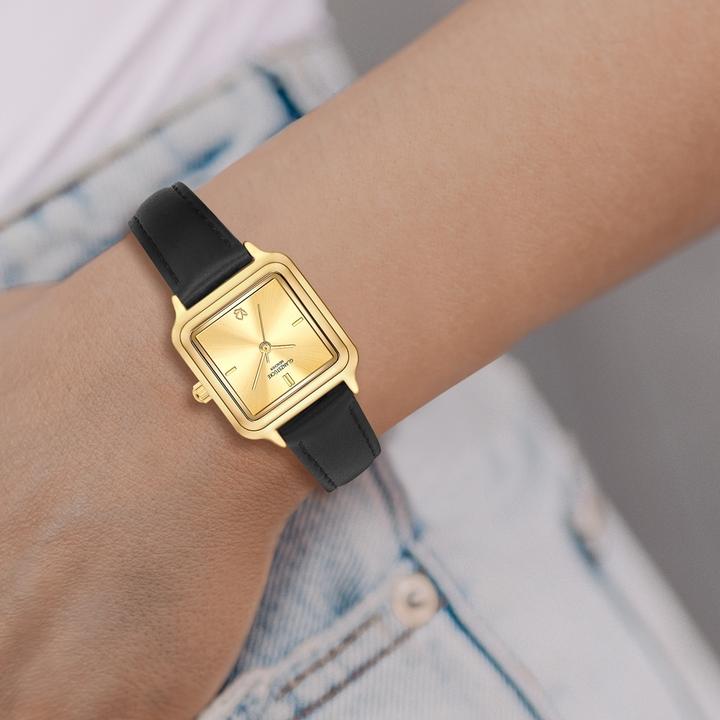 Actual product image Glanzstücke München Damen Quarzuhr gelbgold Echtleder schwarz - 38042 (32 mm)