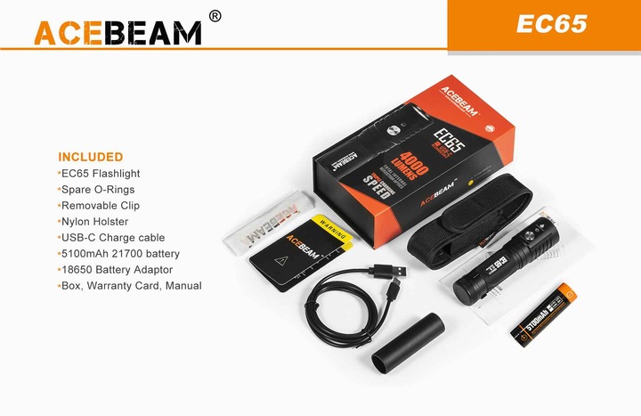 Produktbild AceBeam EC65 LED Taschenlampe (11.45 cm, 4000 lm)