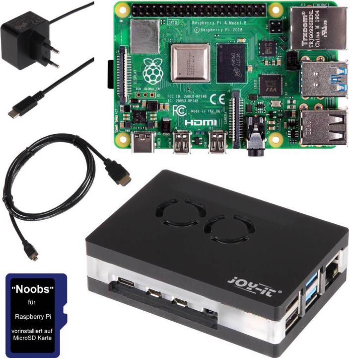 Produktbild Raspberry Pi 4 4GB + Gehäuse + NT + 32GB + HDMI Adapt.