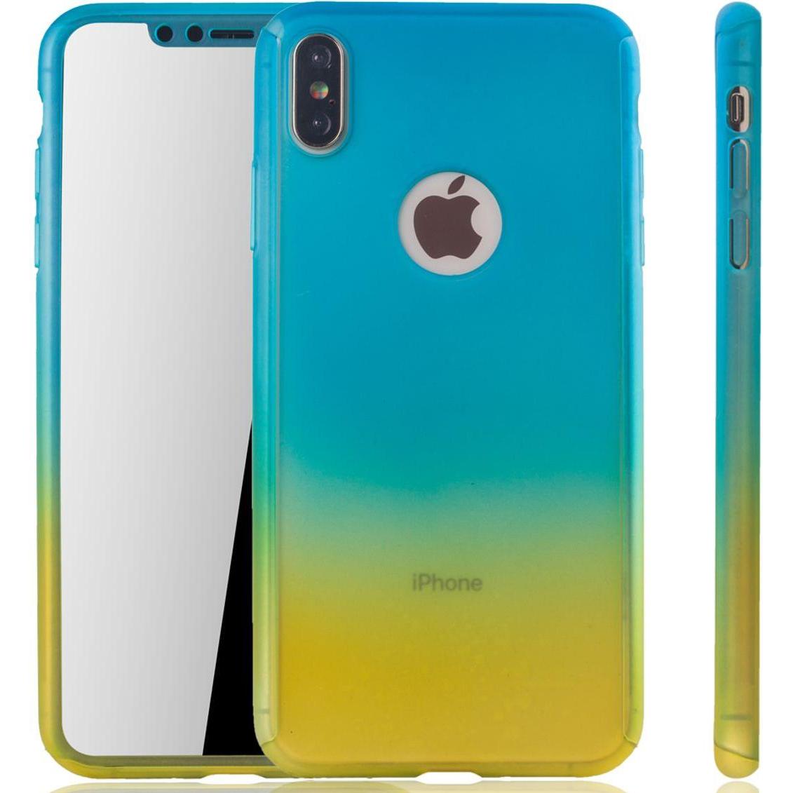 König Design Hülle Handy Schutz für Apple iPhone XS Max Full Case Cover Displayschutz Gelb (Apple iPhone XS Max), Smartp...