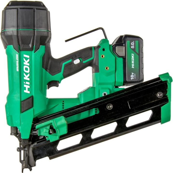 Actual product image Hikoki NR1890DRAWQZ Akku-Nagler 18V, R20-90 Nägel, 2x 5.0Ah und Schnellladegerät im HSC IV Koffer