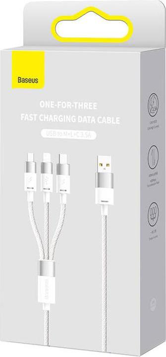 Actual product image Baseus 3in1 USB cable StarSpeed Series, USB-C + Micro + Lightning 3.5A, 1.2m (White) (1.20 m, USB 3.2 Gen 1)