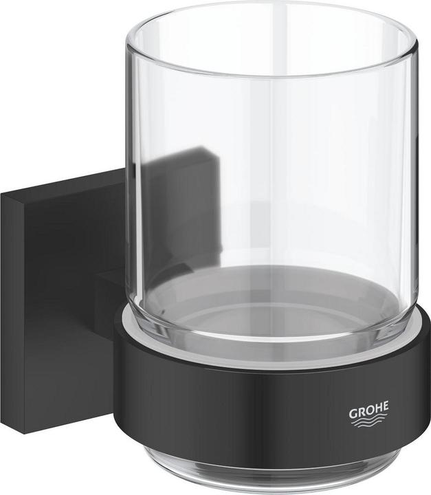 Grohe Start Cube QuickFix Glas mit Halter, kleben oder bohren, mattschwarz