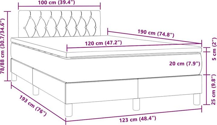 Produktbild vidaXL Boxspringbett (120 x 190 cm)