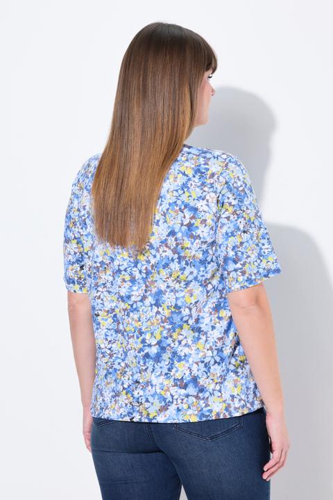 Produktbild Ulla Popken T-Shirt, Gummisaum, V-Ausschnitt, Halbarm (62)