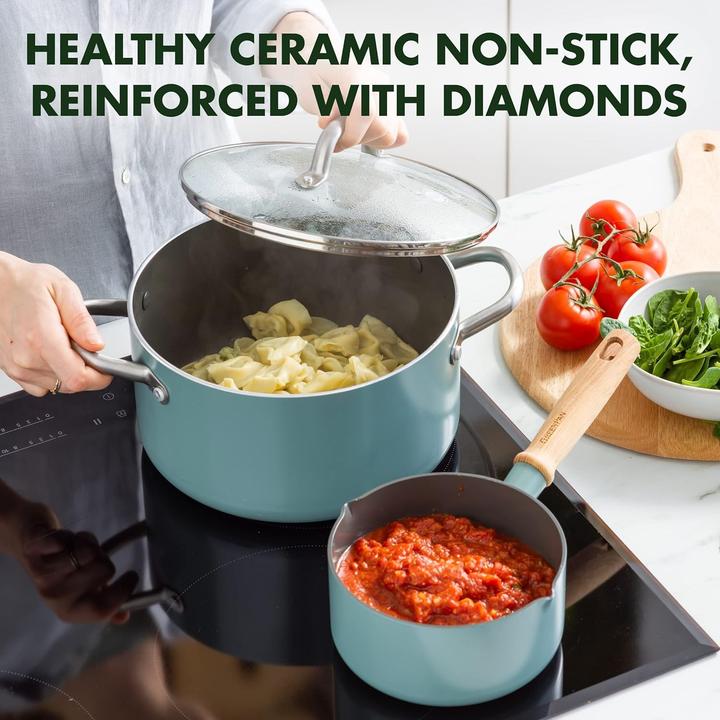 Actual product image Greenpan Mayflower ceramic puncture kit (28 cm, Pan set + pot set, Aluminium)