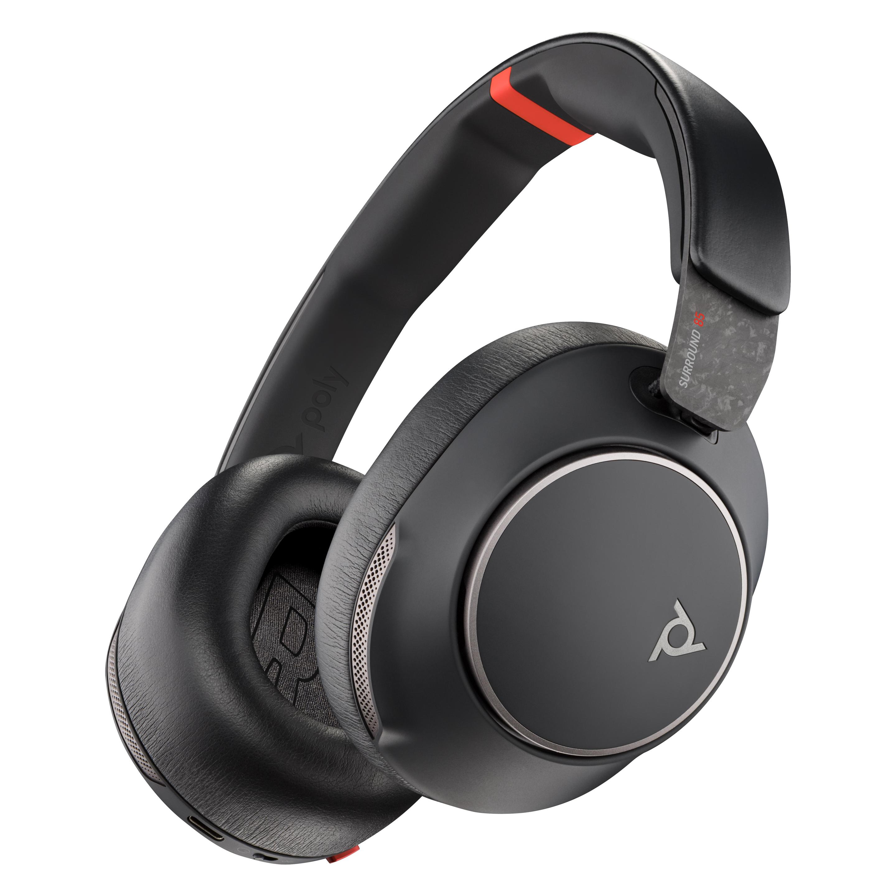 HP Poly Voyager Surround 85 (Kabellos, USB-C, Microsoft Teams), Office Headset, Schwarz