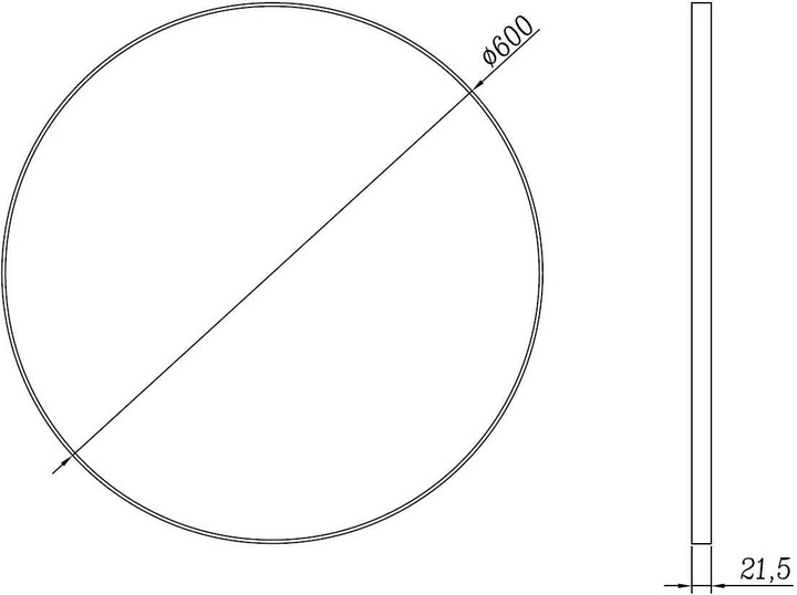 Actual product image Talos black circle (60 x 60 cm)